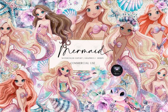 Download Mermaids Watercolor Clipart - Mermaids Collection