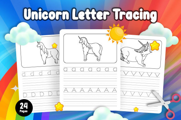 Download Unicorn Letter Tracing - KDP Interior - Unicorn letter Collection