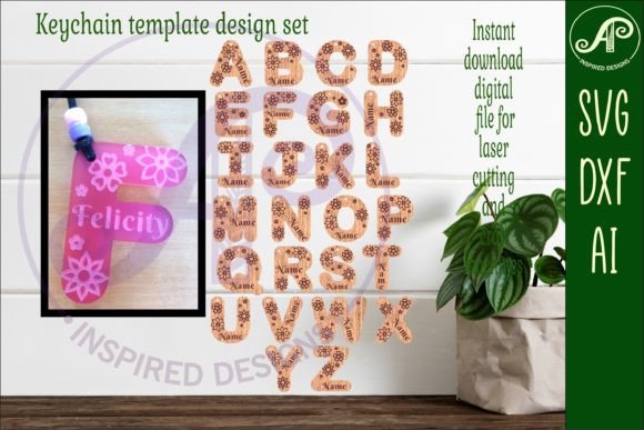 Download Flower Theme Tag Letter Designs Keychain - Flower theme Collection
