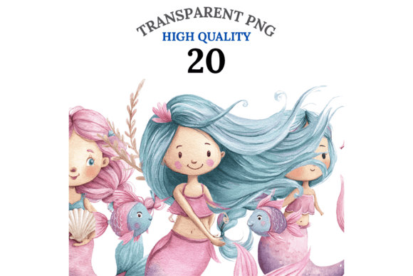 Download Cute Mermaids Clipart Set - Mermaids Collection