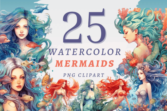 Download Watercolor Mermaids PNG Bundle - Mermaids Collection