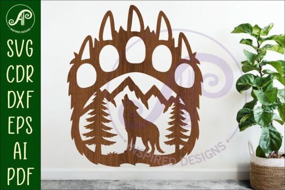 Download Bear Paw Print with Wolf Wall Sign - Wolf wall sign Collection